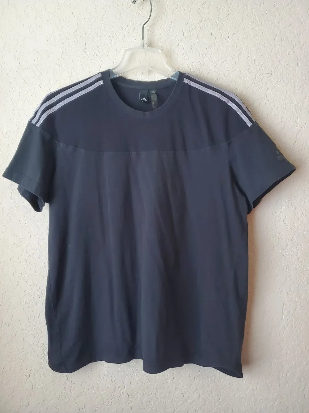 Adidas Men's Size 2XL Black Short Sleeve T-Shirt 3-Stripe Crew Neck Sportswear